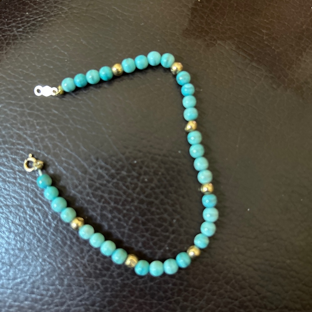 14kt gold and turquoise bracelet